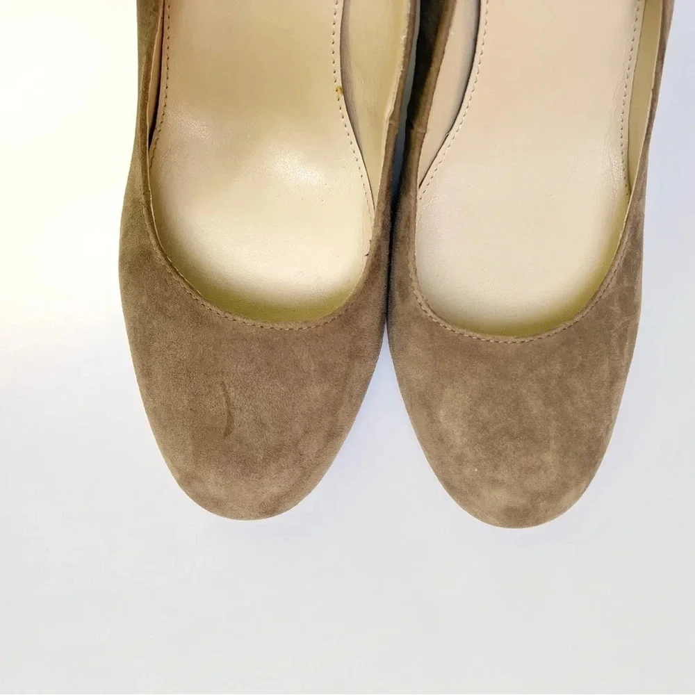Marc Fisher Isabelle Suede Leather Block Heel Pump Shoes in Tan  Size 9.5 - Picture 4 of 5